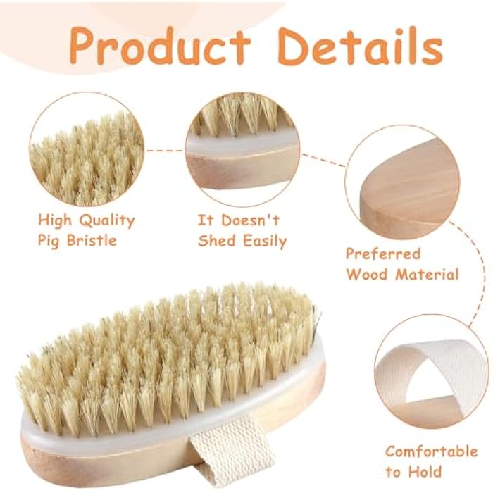 Dry Brush for Natural Body, Dry Massage Brush, for Exfoliation and Massage, Dry and Wet Use, Improving Blood Circulation and Lymphatic Drainage, Ideal for Flawless Skin - Image 2
